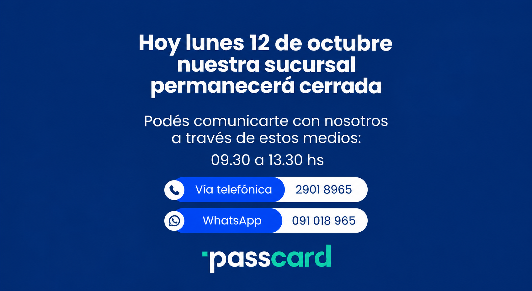 Cerramos durante el feriado del 12 de octubre